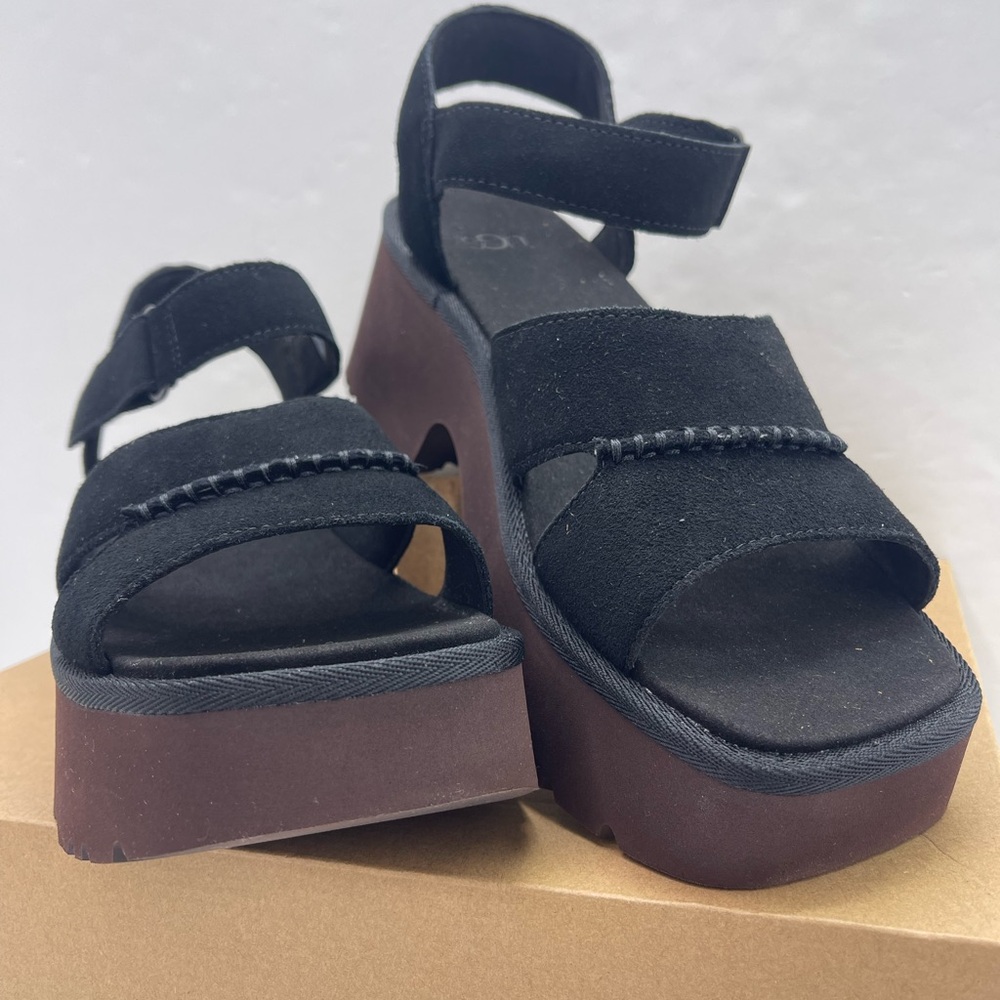 UGG WMNS10 Lug Sole NEW HEIGHTS Suede ANKLE STRAP Platform Heeled Sandals
Black - Picture 5 of 16